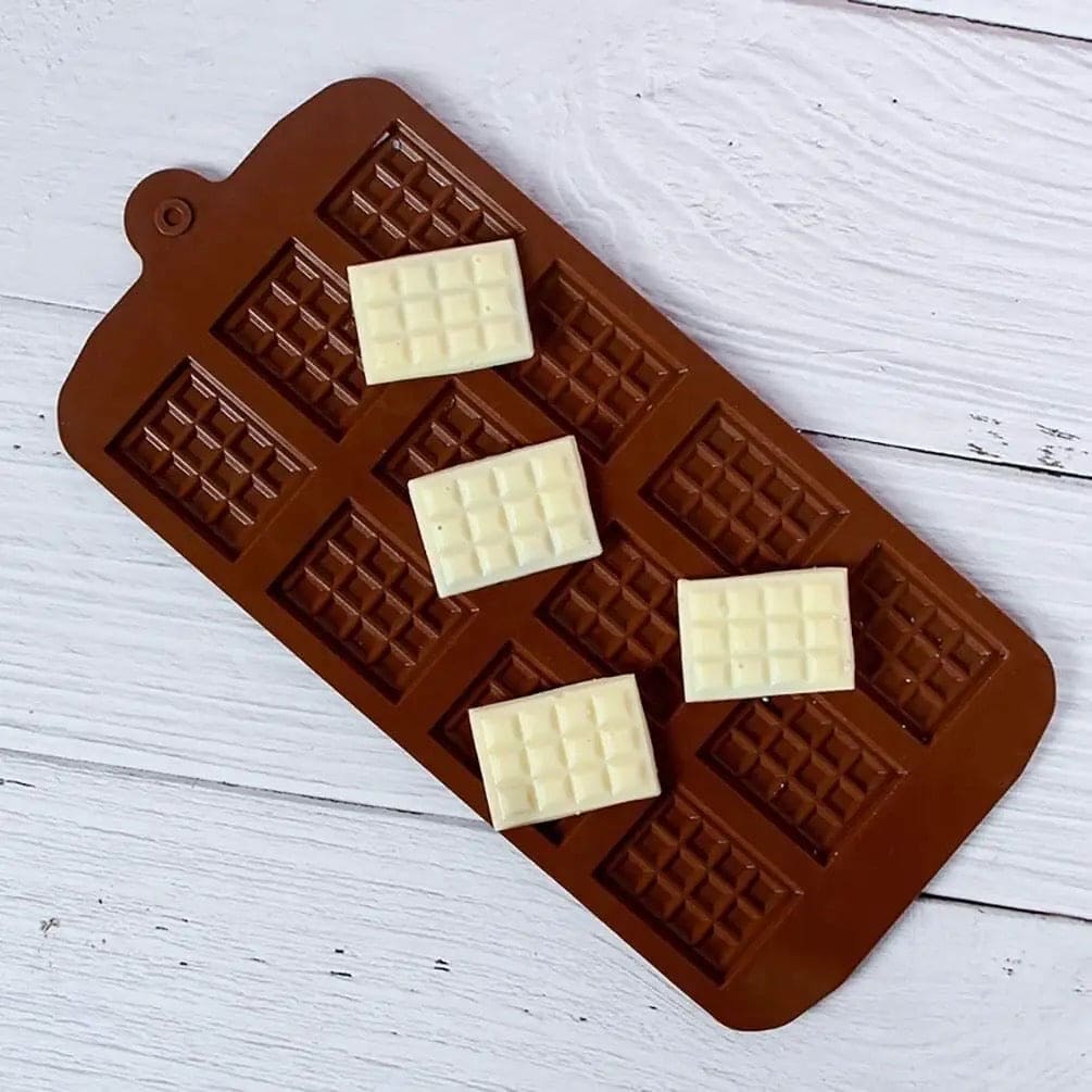 Silicone Chocolate Mini Bar Mold, 12 Even Chocolate Mold, Fondant Patisserie Candy Bar Mold, Non Stick Cake Decoration Mold, Mini Waffle Shape Mold, Flexible Clip-On Bar Trays Suitable for Chocolate, Kitchen Baking Accessories Silicone Chocolate Mini Bar Mold, 12 Even Chocolate Mold, Fondant Patisserie Candy Bar Mold, Non Stick Cake Decoration Mold, Mini Waffle Shape Mold, Flexible Clip-On Bar Trays Suitable for Chocolate, Kitchen Baking Accessories